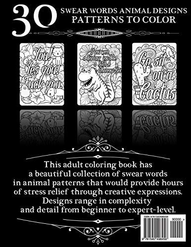 Coloring Books for Adults Relaxation: Swear Word Animal Designs: Sweary Book, Swear Word Coloring Book Patterns For Relaxation, ,New