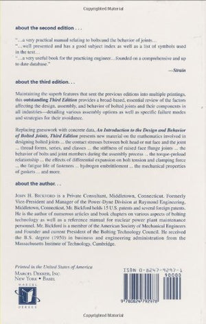 An Introduction to the Design and Behavior of Bolted Joints (Mechanical Engineering, Volume 97),Used