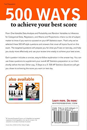 5 Steps to a 5: 500 AP Statistics Questions to Know by Test Day, Second Edition (Mcgrawhill 5 Steps to a 5),Used