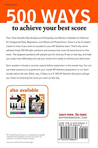 5 Steps to a 5: 500 AP Statistics Questions to Know by Test Day, Second Edition (Mcgrawhill 5 Steps to a 5),Used