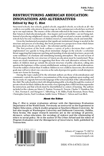 Restructuring American Education: Innovations and Alternatives,Used