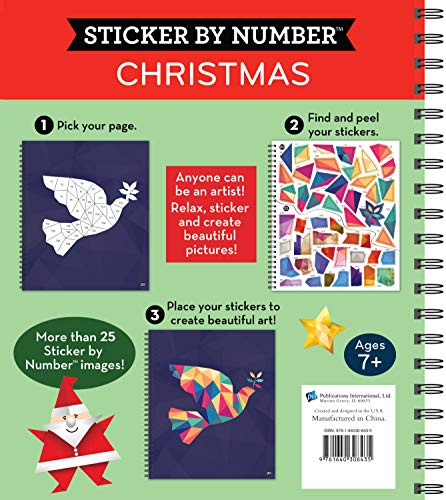 Brain Games  Sticker by Number: Christmas (28 Images to Sticker  Reindeer Cover) (Volume 1),Used
