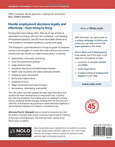 Employer's Legal Handbook, The: How to Manage Your Employees & Workplace,Used
