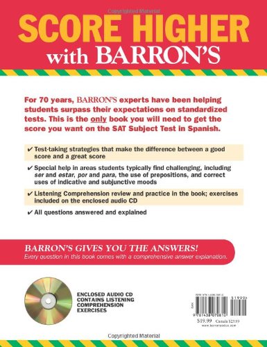 Barron's SAT Subject Test Spanish Prep Book - Comprehensive Study Guide for Success in SAT Spanish Exam