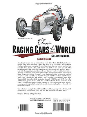 Classic Racing Cars of the World Coloring Book (Dover Planes Trains Automobiles Coloring),Used