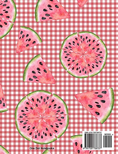 Composition Book: Watermelon & Picnic Tablecloth Design, Wide Ruled School Notebook, 100 pages, 7.44