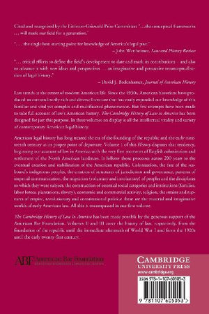 The Cambridge History of Law in America (Volume 1),Used