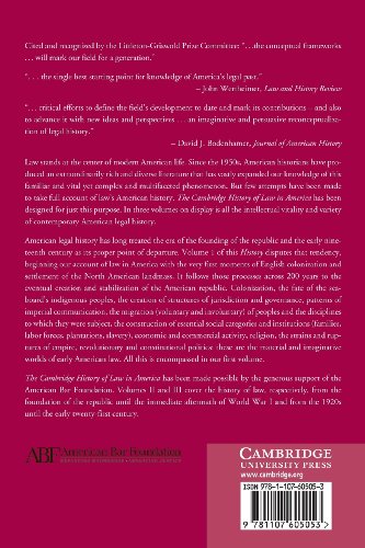 The Cambridge History of Law in America (Volume 1),Used
