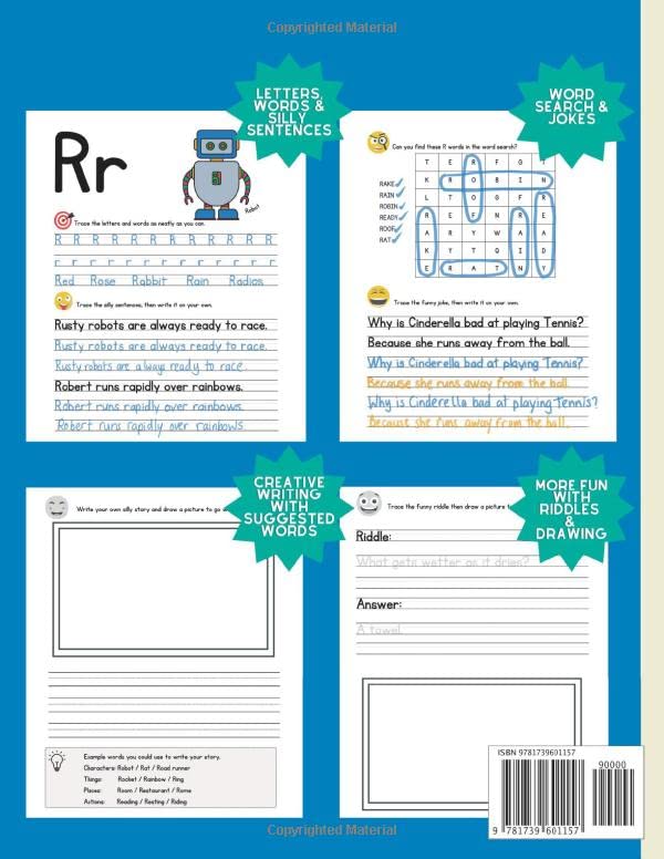 Handwriting Practice Book for Kids Ages 59: Penmanship workbook with Silly Sentences, Jokes & Riddles, Sight Words, and Creativ,Used