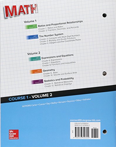 Glencoe Math, Course 1, Student Edition, Volume 2 (MATH APPLIC & CONN CRSE),Used