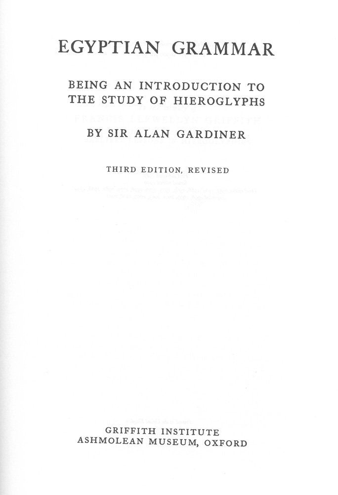 Egyptian Grammar (Egyptology: Griffith Institute),Used