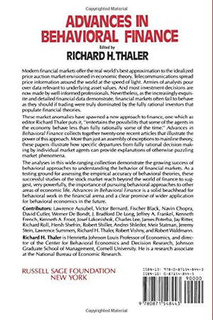 Advances in Behavioral Finance (Volume 1) (The Roundtable series in behavioral economics),Used