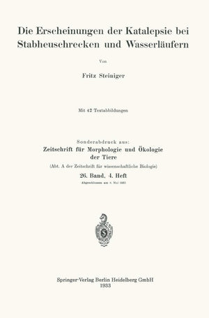 Die Erscheinungen der Katalepsie bei Stabheuschrecken und Wasserlufern (German Edition),Used