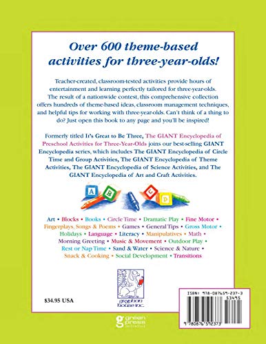 The GIANT Encyclopedia of Preschool Activities for ThreeYearOlds: Over 600 Activities Created by Teachers for Teachers (The GI,New
