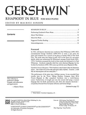 Rhapsody in Blue: Solo Piano Version (Alfred Masterwork Edition),New
