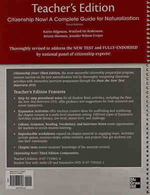 Citizenship Now! Teacher's Edition: A Complete Guide for Naturalization,Used