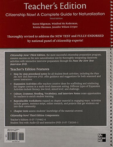 Citizenship Now! Teacher's Edition: A Complete Guide for Naturalization,Used