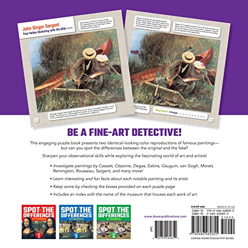 Spot the Differences: Art Masterpieces, Book 3 (Dover Kids Activity Books),Used