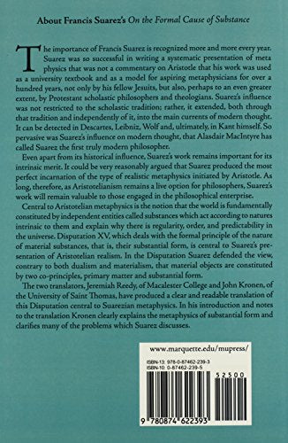 On the Formal Cause of Substance: Metaphysical Disputation XV (Mediaeval Philosophical Texts in Translation, 36),Used