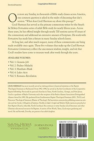 Formations Commentary: MatthewMark (Cecil Sherman Formations Commentary),Used