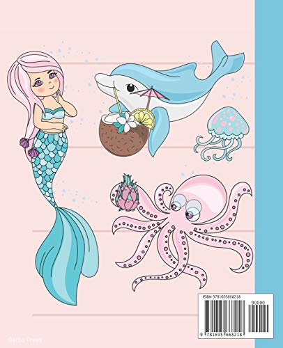 Mermaid Primary Composition Book With Picture Top: Handwriting Practice Paper Dashed Midline Draw and Write Story Box Space Chil,Used