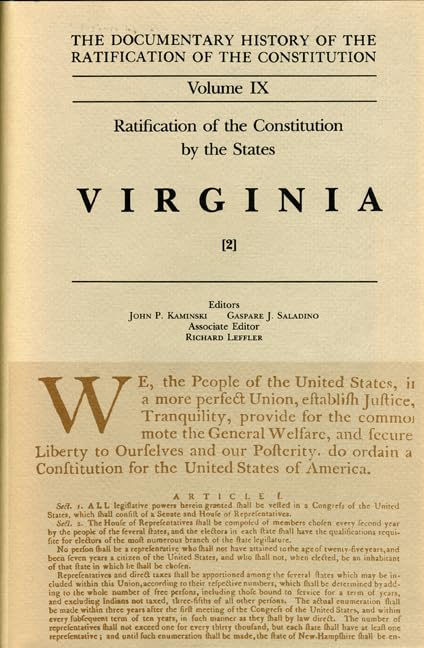 The Documentary History of the Ratification of the Constitution, Volume 9: Ratification of the Constitution by the States: Virgi,Used