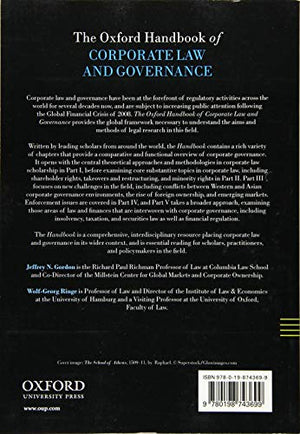 The Oxford Handbook of Corporate Law and Governance,Used