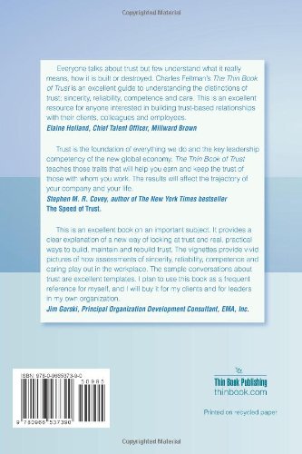 The Thin Book Of Trust; An Essential Primer For Building Trust At Work,New