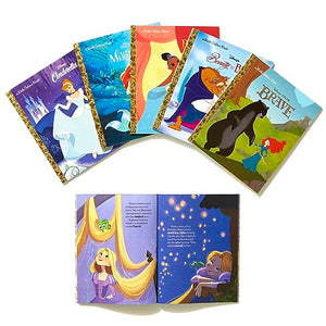 Disney Princess Little Golden Book Library  6 Little Golden Books: Tangled; Brave; The Princess and the Frog; The Little Merma,New