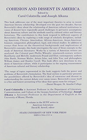 Cohesion and Dissent in America (Suny Series in American Literature),Used