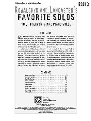 Kowalchyk and Lancaster's Favorite Solos, Bk 3: 10 of Their Original Piano Solos,Used