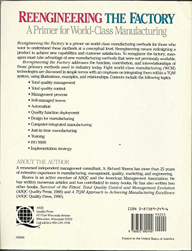 Reengineering the Factory: A Primer for WorldClass Manufacturing,Used
