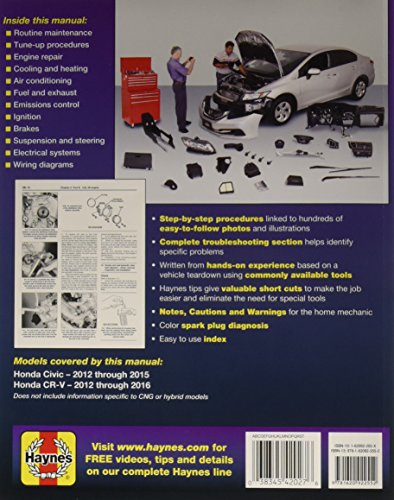 Honda Civic (1215) & CRV (1216) Haynes Manual,Used