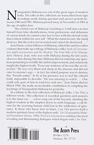 Prior to Consciousness: Talks with Sri Nisargadatta Maharaj,Used