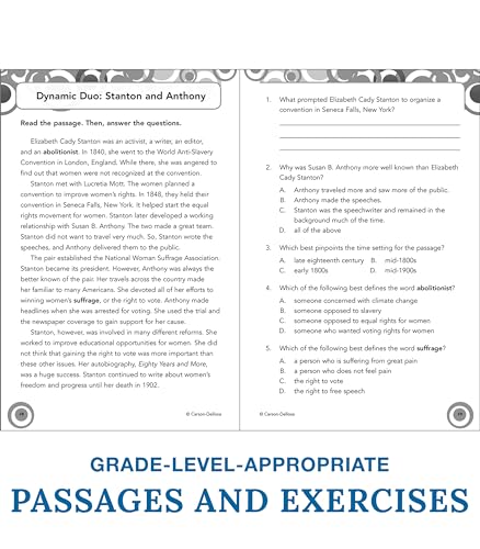 Carson Dellosa Skill Builders Reading Comprehension 6th Grade Workbook, Fiction and Nonfiction Passages, Puzzles, and More, Clas,Used