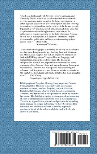 BIBLIOGRAPHY OF ASSYRIAN HISTORY, LANGUAGE, AND CULTURE From Ancient to Modern Times,Used