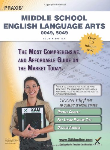 Praxis Middle School English Language Arts 0049, 5049 Teacher Certification Study Guide Test Prep,Used