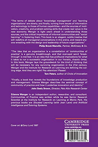 Communities Of Practice: Learning, Meaning, And Identity (Learning In Doing: Social, Cognitive And Computational Perspectives),New
