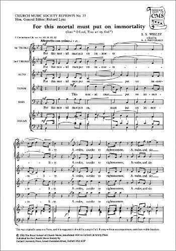 For this mortal must put on immortality (Church Music Society publications),Used
