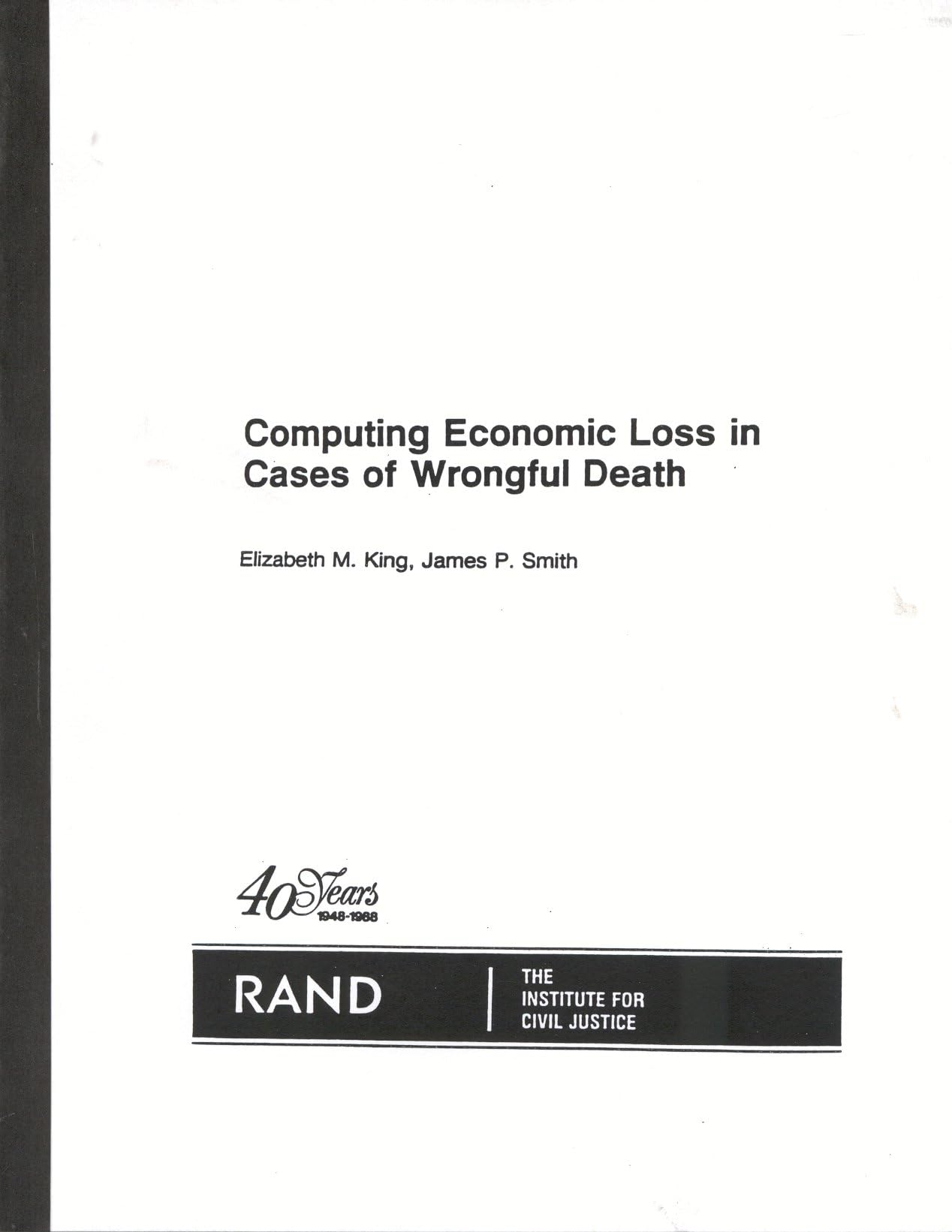 Computing Economic Loss In Cases Of Wrongful Death,Used