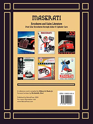 Maserati Brochures and Sales Literature  Post War Brochures through Inline 6 Cylinder Cars,Used