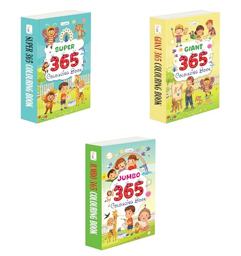 Jumbo, Super And Gaint - 365 Colouring Book :- Early Learning Book For Children, Brain Development Colouring Books, Home Learning Colouring Workbook Set | Pack Of 3 Books