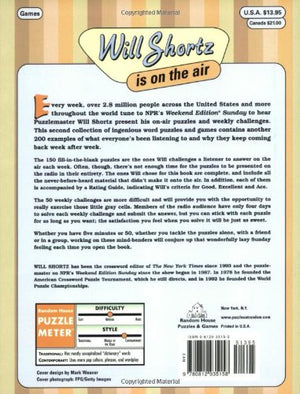 The Puzzlemaster Presents, Volume 2: Will Shortz's Best Puzzles from NPR (Other),Used
