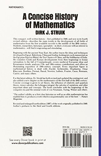 A Concise History of Mathematics: Fourth Revised Edition (Dover Books on Mathematics),Used