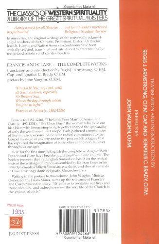 Francis And Clare: The Complete Works (Classics Of Western Spirituality (Paperback)),New