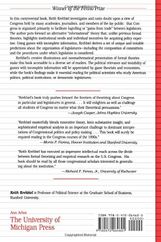 Information And Legislative Organization (Michigan Studies In Political Analysis),New