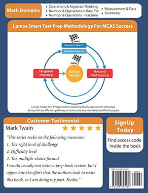 MCAS Test Prep: 5th Grade Math Practice Workbook and Fulllength Online Assessments: Next Generation Massachusetts Comprehensive,Used