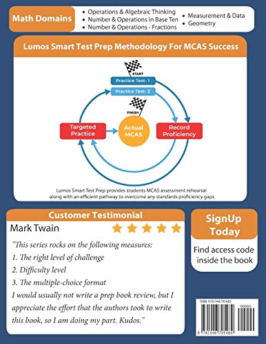 MCAS Test Prep: 5th Grade Math Practice Workbook and Fulllength Online Assessments: Next Generation Massachusetts Comprehensive,Used