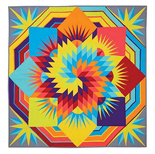 Spiral Lone Star Quilt: Strip & PaperPieced Medallion Quilt,Used