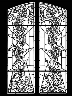 Art Nouveau Windows Stained Glass Coloring Book (Dover Design Stained Glass Coloring Book),Used